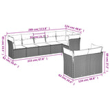 8 Piece Garden Sofa Set with Cushions Grey Poly Rattan - Side View
