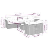 9 Piece Garden Sofa Set with Cushions Black Poly Rattan - Close-Up Angle