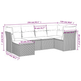 6 Piece Garden Sofa Set with Cushions Grey Poly Rattan - Side View