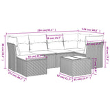 7 Piece Garden Sofa Set with Cushions Black Poly Rattan - Side View