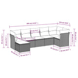 7 Piece Garden Sofa Set with Cushions Black Poly Rattan - Close-Up Angle