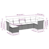 7 Piece Garden Sofa Set with Cushions Black Poly Rattan - Side View