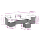 8 Piece Garden Sofa Set with Cushions Black Poly Rattan - Side View