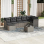 8 Piece Garden Sofa Set with Cushions Grey Poly Rattan