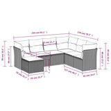 7 Piece Garden Sofa Set with Cushions Black Poly Rattan - Side View