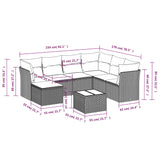 8 Piece Garden Sofa Set with Cushions Black Poly Rattan - Side View