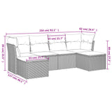 6 Piece Garden Sofa Set with Cushions Grey Poly Rattan - Side View