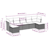 7 Piece Garden Sofa Set with Cushions Grey Poly Rattan - Side View