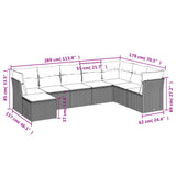 8 Piece Garden Sofa Set with Cushions Grey Poly Rattan - Side View
