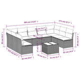 10 Piece Garden Sofa Set with Cushions Black Poly Rattan - Close-Up Angle