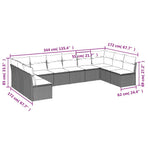 10 Piece Garden Sofa Set with Cushions Black Poly Rattan