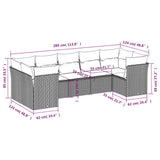 7 Piece Garden Sofa Set with Cushions Grey Poly Rattan - Side View