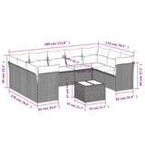 10 Piece Garden Sofa Set with Cushions Black Poly Rattan - Close-Up Angle