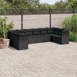 10 Piece Garden Sofa Set with Cushions Black Poly Rattan