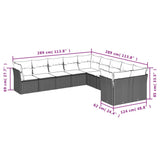 10 Piece Garden Sofa Set with Cushions Grey Poly Rattan - Side View