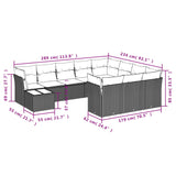 11 Piece Garden Sofa Set with Cushions Grey Poly Rattan - Side View