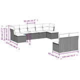 10 Piece Garden Sofa Set with Cushions Grey Poly Rattan - Side View