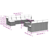 11 Piece Garden Sofa Set with Cushions Grey Poly Rattan - Side View