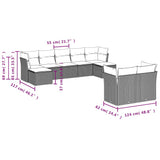 9 Piece Garden Sofa Set with Cushions Black Poly Rattan