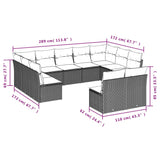 11 Piece Garden Sofa Set with Cushions Beige Poly Rattan - Side View