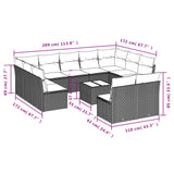 12 Piece Garden Sofa Set with Cushions Beige Poly Rattan