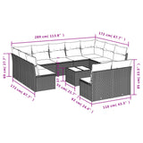 12 Piece Garden Sofa Set with Cushions Beige Poly Rattan - Side View