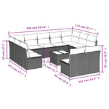 12 Piece Garden Sofa Set with Cushions Grey Poly Rattan - Side View