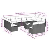 13 Piece Garden Sofa Set with Cushions Grey Poly Rattan - Side View
