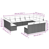 13 Piece Garden Sofa Set with Cushions Grey Poly Rattan - Side View