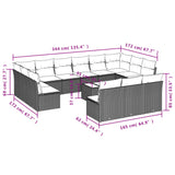 14 Piece Garden Sofa Set with Cushions Grey Poly Rattan - Side View