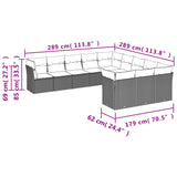 11 Piece Garden Sofa Set with Cushions Grey Poly Rattan - Side View