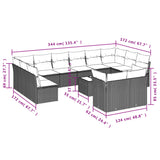 13 Piece Garden Sofa Set with Cushions Black Poly Rattan - Side View