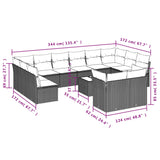 13 Piece Garden Sofa Set with Cushions Grey Poly Rattan - Side View