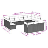 13 Piece Garden Sofa Set with Cushions Grey Poly Rattan - Side View