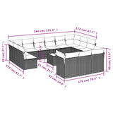 14 Piece Garden Sofa Set with Cushions Grey Poly Rattan - Side View
