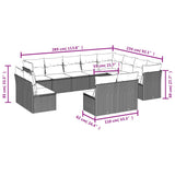 12 Piece Garden Sofa Set with Cushions Black Poly Rattan - Side View