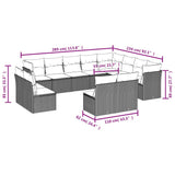 12 Piece Garden Sofa Set with Cushions Grey Poly Rattan - Side View