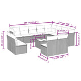 13 Piece Garden Sofa Set with Cushions Grey Poly Rattan - Side View