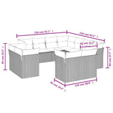 11 Piece Garden Sofa Set with Cushions Grey Poly Rattan - Side View