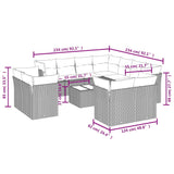 12 Piece Garden Sofa Set with Cushions Grey Poly Rattan - Side View