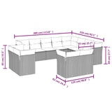 12 Piece Garden Sofa Set with Cushions Grey Poly Rattan - Side View
