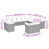 13 Piece Garden Sofa Set with Cushions Black Poly Rattan - Side View