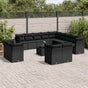 14 Piece Garden Sofa Set with Cushions Black Poly Rattan
