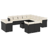 14 Piece Garden Sofa Set with Cushions Black Poly Rattan