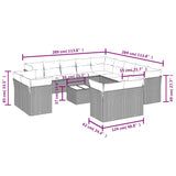 14 Piece Garden Sofa Set with Cushions Grey Poly Rattan - Side View