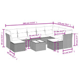 10 Piece Garden Sofa Set with Cushions Grey Poly Rattan - Side View