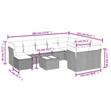 11 Piece Garden Sofa Set with Cushions Grey Poly Rattan - Side View