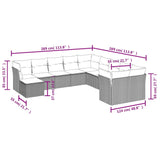 11 Piece Garden Sofa Set with Cushions Grey Poly Rattan - Side View