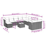 12 Piece Garden Sofa Set with Cushions Grey Poly Rattan - Side View