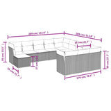 12 Piece Garden Sofa Set with Cushions Grey Poly Rattan - Side View